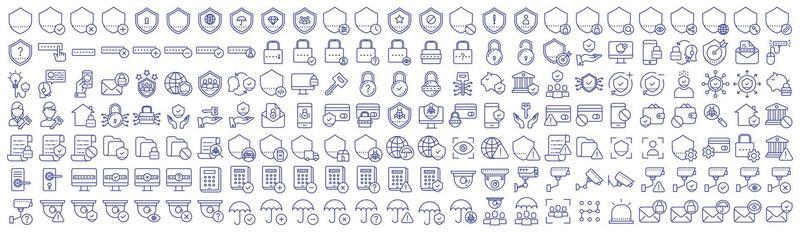 Collection of icons related to Security and protection shield, including icons like Web security, premium, Computer and more. vector illustrations, Pixel Perfect