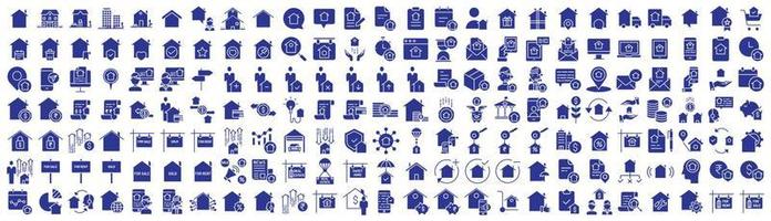 Collection of icons related to Real estate and property, including icons like property, house, Building, House and more. vector illustrations, Pixel Perfect