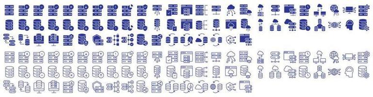 Collection of icons related to Database and web Hosting, including icons like Server Download, Upload, Security and more. vector illustrations, Pixel Perfect