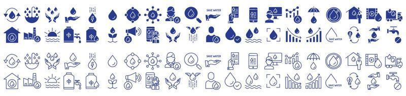 Collection of icons related to Water and waste management, including icons like drop, drip, liquid  and more. vector illustrations, Pixel Perfect