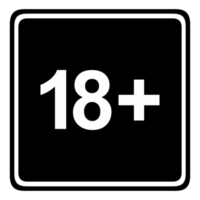 cartello di adulto solo icona simbolo per diciotto più 18 più e venti uno più 21 più età. formato png