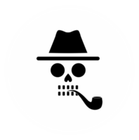 Incognito Skull with Tobacco Pipe Icon Symbol for Logo, Apps, Website, Art Illustration or Graphic Design Element. Format PNG