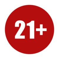 Sign of Adult Only Icon Symbol for Eighteen Plus 18 plus and Twenty One Plus 21 plus Age. Format PNG