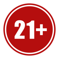 Sign of Adult Only Icon Symbol for Eighteen Plus 18 plus and Twenty One Plus 21 plus Age. Format PNG