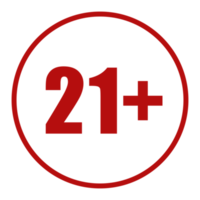 Sign of Adult Only Icon Symbol for Eighteen Plus 18 plus and Twenty One Plus 21 plus Age. Format PNG