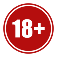 Sign of Adult Only Icon Symbol for Eighteen Plus 18 plus and Twenty One Plus 21 plus Age. Format PNG