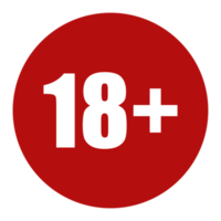 Sign of Adult Only Icon Symbol for Eighteen Plus 18 plus and Twenty One Plus 21 plus Age. Format PNG