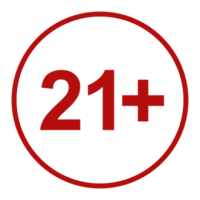 Sign of Adult Only Icon Symbol for Eighteen Plus 18 plus and Twenty One Plus 21 plus Age. Format PNG