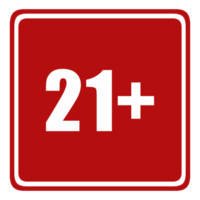 Sign of Adult Only Icon Symbol for Eighteen Plus 18 plus and Twenty One Plus 21 plus Age. Format PNG