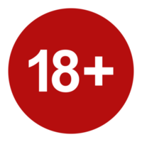 Sign of Adult Only Icon Symbol for Eighteen Plus 18 plus and Twenty One Plus 21 plus Age. Format PNG