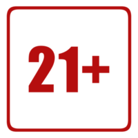 Sign of Adult Only Icon Symbol for Eighteen Plus 18 plus and Twenty One Plus 21 plus Age. Format PNG