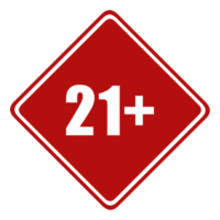 Sign of Adult Only Icon Symbol for Eighteen Plus 18 plus and Twenty One Plus 21 plus Age. Format PNG