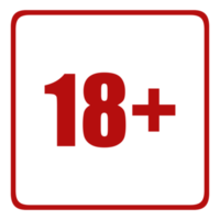 cartello di adulto solo icona simbolo per diciotto più 18 più e venti uno più 21 più età. formato png