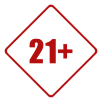 Sign of Adult Only Icon Symbol for Eighteen Plus 18 plus and Twenty One Plus 21 plus Age. Format PNG