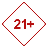 Sign of Adult Only Icon Symbol for Eighteen Plus 18 plus and Twenty One Plus 21 plus Age. Format PNG