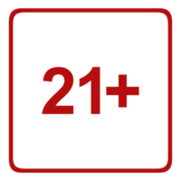 Sign of Adult Only Icon Symbol for Eighteen Plus 18 plus and Twenty One Plus 21 plus Age. Format PNG