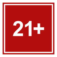 Zeichen des Symbols nur für Erwachsene für achtzehn plus 18 plus und einundzwanzig plus 21 plus Alter. PNG-Format png