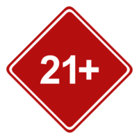 signo de símbolo de icono solo para adultos para dieciocho más 18 más y veintiuno más 21 más edad. formato png