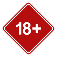 Sign of Adult Only Icon Symbol for Eighteen Plus 18 plus and Twenty One Plus 21 plus Age. Format PNG