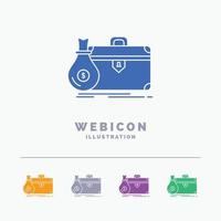 briefcase. business. case. open. portfolio 5 Color Glyph Web Icon Template isolated on white. Vector illustration