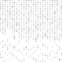 Black and white digital background with numbers on the screen. Binary code matrix. Data technologies. vector