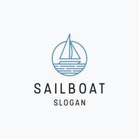 Sailboat logo icon flat design template vector