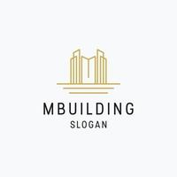 Letter m building logo icon flat design template vector