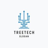 Tree tech logo icon flat design template vector