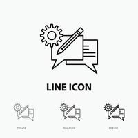 chat. communication. discussion. setting. message Icon in Thin. Regular and Bold Line Style. Vector illustration