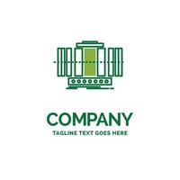 Turbine. Vertical. axis. wind. technology Flat Business Logo template. Creative Green Brand Name Design. vector