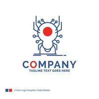 diseño del logotipo del nombre de la empresa para errores. insecto. araña. virus. aplicación diseño de marca azul y rojo con lugar para eslogan. plantilla de logotipo creativo abstracto para pequeñas y grandes empresas. vector