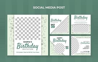 Birthday invitation social media post template. Suitable for birthday celebration and anniversary event vector