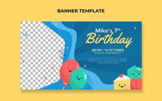 Kids birthday banner template. Suitable for birthday invitation or any other kids event vector