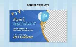 Kids birthday invitation banner template. Suitable for birthday celebration or any other kids event vector