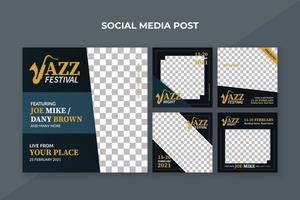 Jazz festival social media post template vector