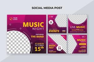 Music event square banner. Suitable for music flyer or poster and social media post template vector