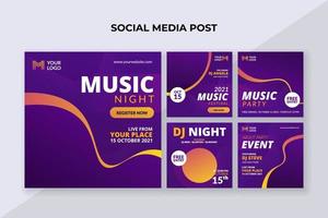 Music event banner for social media post template vector