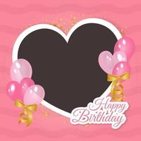 Happy birthday with heart frame. Suitable for birthday celebration, wedding party and anniversary event vector