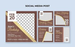 Birthday party social media post template. Suitable for birthday invitation vector