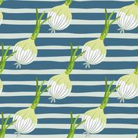 Hand drawn onion bulb seamless pattern. Onion in doodle style endless wallpaper. vector