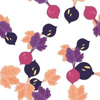 Hand drawn beet seamless pattern. Doodle beetroot wallpaper. vector