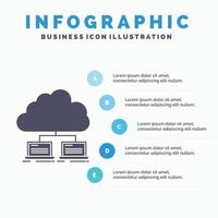 nube. la red. servidor. Internet. plantilla de infografía de datos para sitio web y presentación. icono de glifo gris con ilustración de vector de estilo infográfico azul.