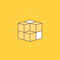 box. labyrinth. puzzle. solution. cube Flat Line Filled Icon. Beautiful Logo button over yellow background for UI and UX. website or mobile application vector