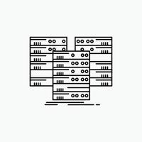 centro. centro. datos. base de datos. icono de línea de servidor. ilustración vectorial aislada vector