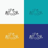 Nature. hill. landscape. mountain. tree Icon Over Various Background. Line style design. designed for web and app. Eps 10 vector illustration