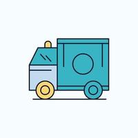 ambulance. truck. medical. help. van Flat Icon. green and Yellow sign and symbols for website and Mobile appliation. vector illustration