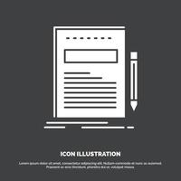 Business. document. file. paper. presentation Icon. glyph vector symbol for UI and UX. website or mobile application