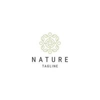 Nature flower line logo icon design template flat vector illustration