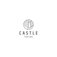 Castle line logo icon design template flat vector