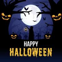 Happy halloween background with mysterious girl silhouette in forest vector